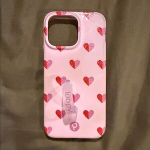 Loopy Case Pink and Red Heart Phone Case iPhone 15 pro max